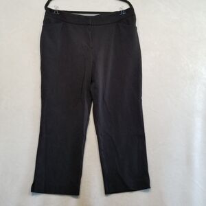 Chicos Womens Sz 2 L/12 Cropped Pants Black Stretch Straight Leg Pockets Preppy